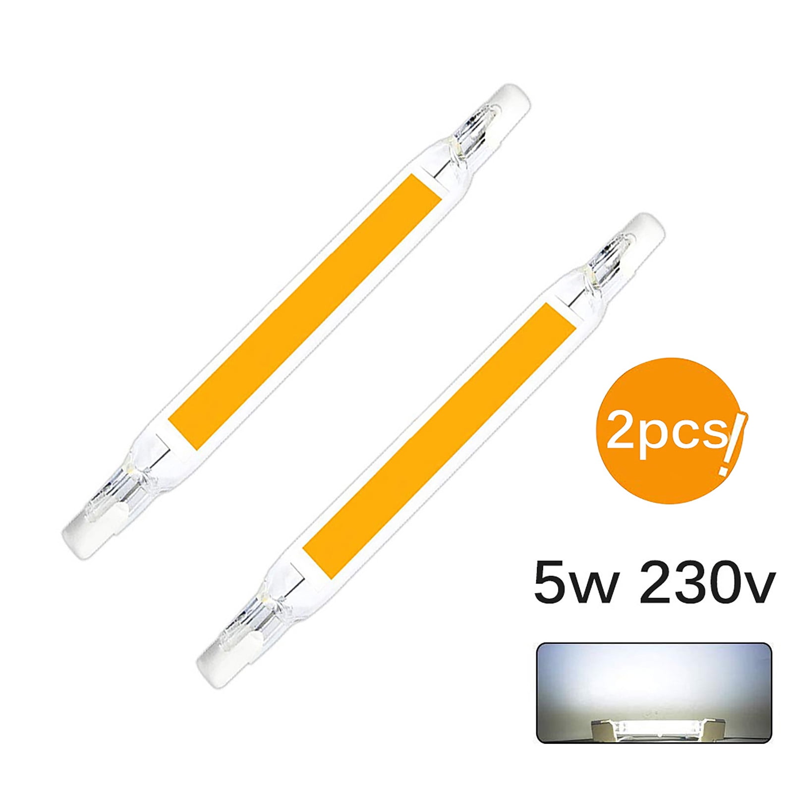 Fantasierijk complicaties tong ADVEN 2 Pcs R7S LED Light Bulbs 5W/78mm LED COB Lamp Bulb 230V Replace  Halogen Lamp Cold White - Walmart.com