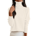 thumbnail image 5 of Turtle Neck Sweater for Women Winter Warm Wool Knit Sweater Casual Long Sleeve Pullover Turtleneck Sweaters Beige XL, 5 of 6