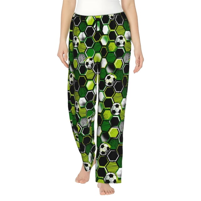 Fotbe Soccer1 Pantalones de Pijama para Mujer, Pantalones de Dormir, Pantalones Pj con Cordón y Bolsillos-Medium