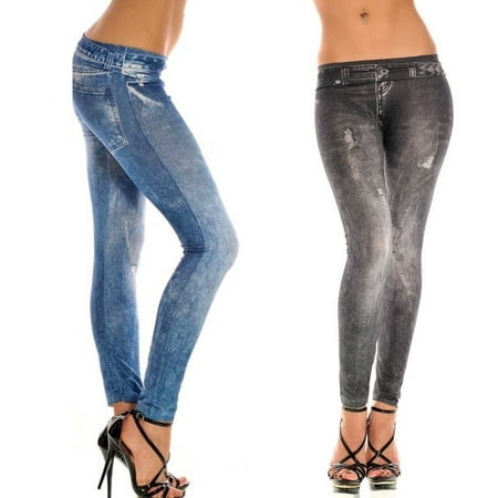Women Skinny Pants Jeggings Stretchy Slim Leggings Jeans Pencil Tight ...