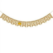 Rainlemon Taco Twosday Banner Mexican Jute Burlap Cinco De Mayo Cactus Baby 2nd Birthday Party Fiesta Decoration