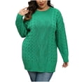 thumbnail image 3 of AGWOLF Cable Knit Sweaters for Women Plus Size Crewneck Pullover Tops Long Sleeve Chunky Jumpers Soft Cozy Warm Sweater XXL, 3 of 7