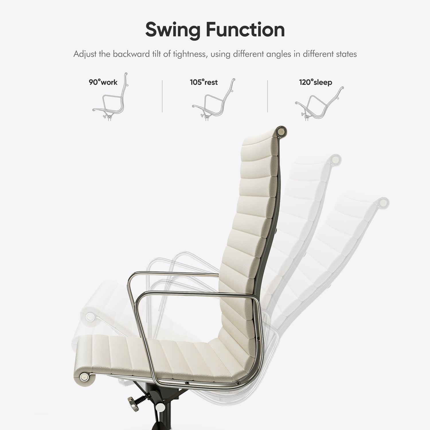 High Back Office Chair Ergonomic Office Chair Swivel Leather Task Chair with Lumbar Support,Adjustable Height,White