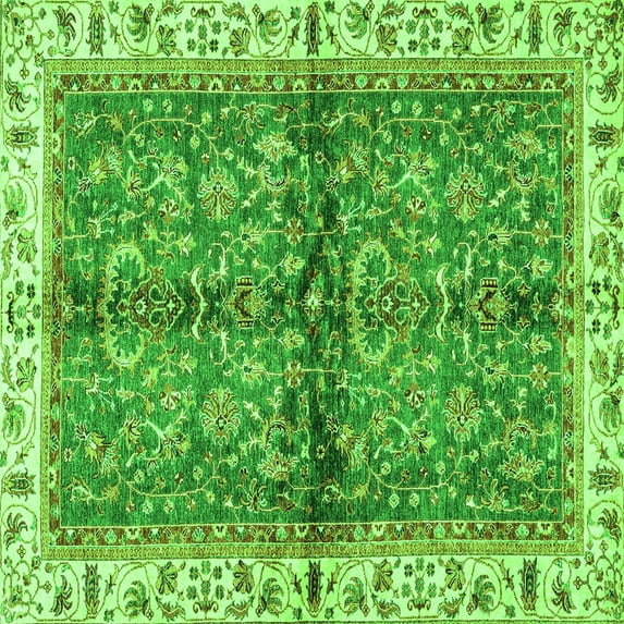 Ahgly Company Indoor Square Oriental Green Traditional Area Rugs, 4' Square