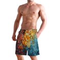 thumbnail image 2 of Dailycode Men's Quick Dry Swim Trunks Beach Shorts Casual Summer Board Shorts with Pockets, Colorful Squares and Cubes, 2 of 8