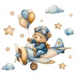 thumbnail image 3 of Adhesivos de pared con dibujos animados, oso, avión con estrellas y nubes, 3 of 3