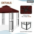 thumbnail image 4 of EAGLE PEAK 8 ft. x 8 ft. Outdoor Patio Gazebo with Double Roof,Red, 4 of 8