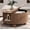 Walnut Round Bun Feet, variant on Round Coffee Table with Hidden Storage and Flip Top Oak Round 31.5" Diameter Mid-Century Fluted Engineered Wood Table with Solid Legs 17.7" H Model FUZB005-3