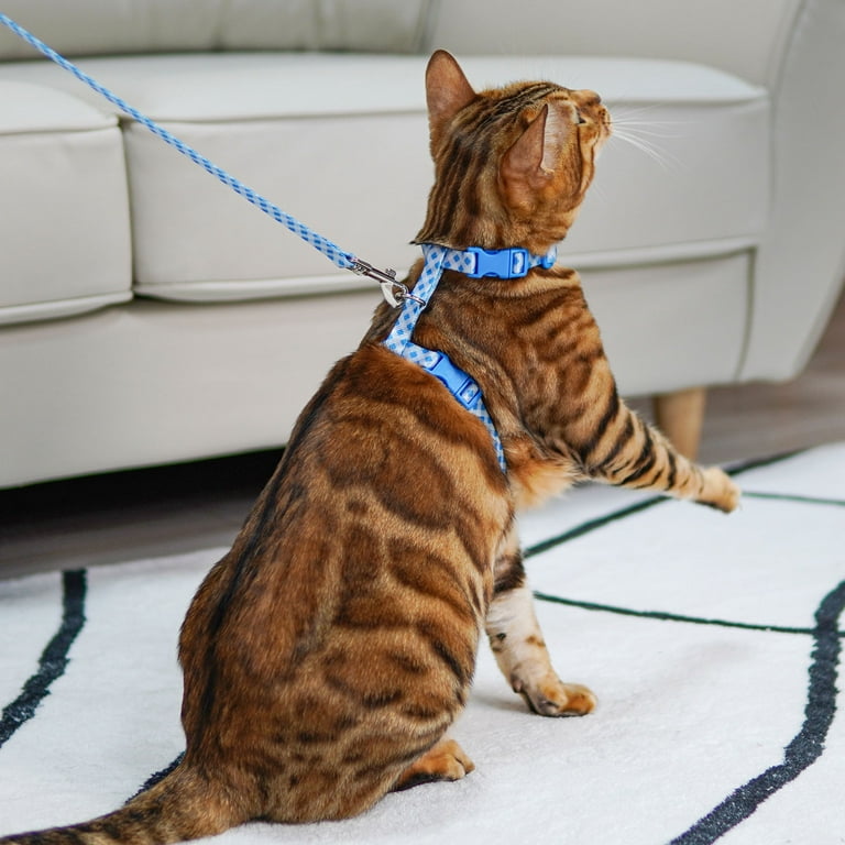 azuza Cat Harness and Leash Set for Safe Walking and Travel Cat Harness Escape Proof Lightweight Size Adjustable Soft Material for Small Large Cats