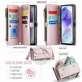 thumbnail image 4 of Dteck for Samsung A71 4G Case with RFID Blocking Wallet Case for Women Men, Shockproof PU Leather Magnetic Flip Strap Zipper Card Holder Phone Case,Pink, 4 of 6