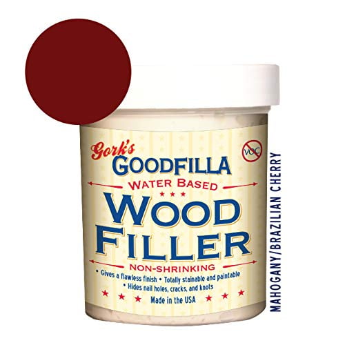 WaterBased Wood & Grain Filler Mahogany 8 oz By Goodfilla