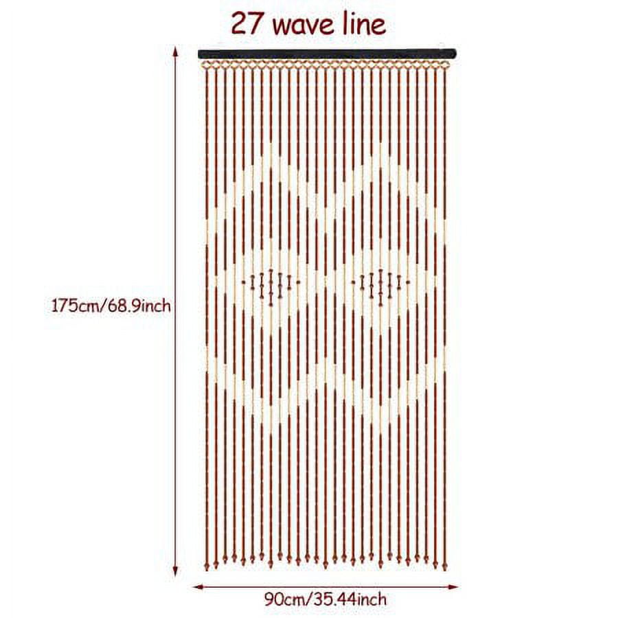 Natural Wood&Bamboo Beaded Curtain Fly Screen for Bath Bedroom Porch Doorway