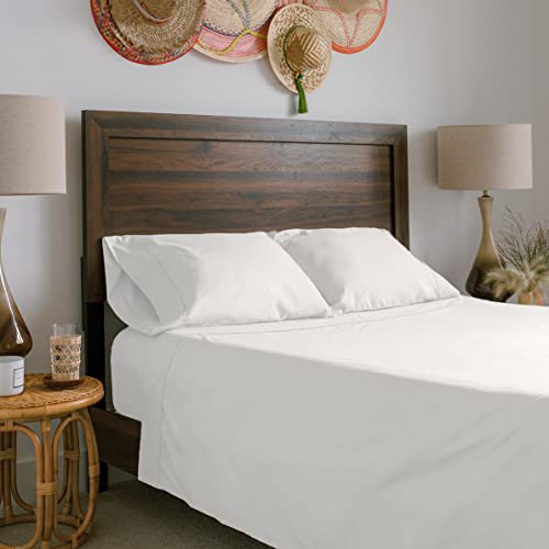 Jennifer Adams Essentials Queen Size Sheet Set 4 Piece, Microfiber Queen Bed sheets set - Breathable, Wrinkle & Fade Resistant - Deep Pockets up to 16†for Queen Size Bed(White, Queen)