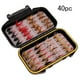 thumbnail image 2 of Toystoory Equipo de pesca con mosca, juego de moscas con caja de almacenamiento, cebo artificial húmedo multicolor, anzuelos para exteriores, Pescar 40 piezas, 2 of 6