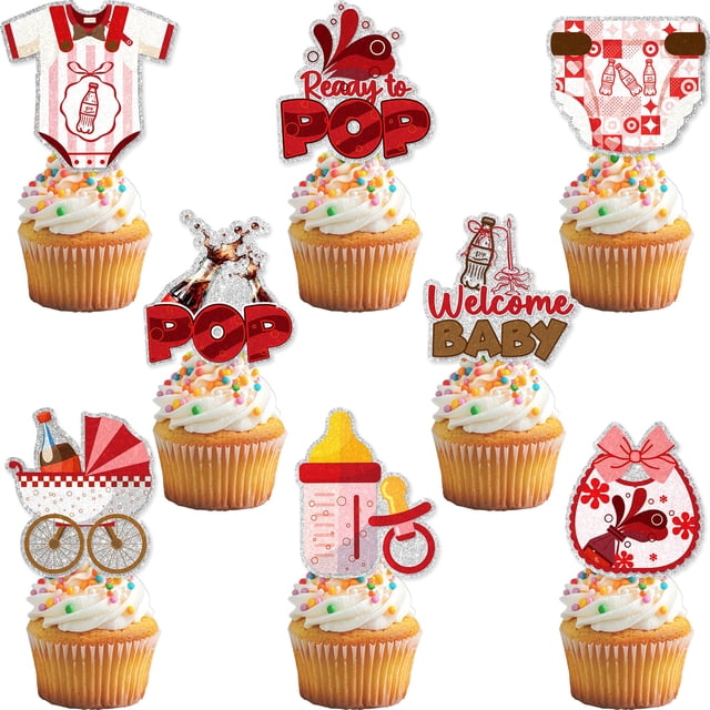 Amnbrei 24 toppers brillantes para cupcakes de baby shower