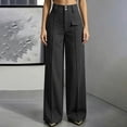 thumbnail image 2 of VBVC Women's Corduroy High Waisted Trousers , Work Wide Leg Pants For Women , Ladies' Double Button Slacks with Pockets, Black , S-3XL, 2 of 10