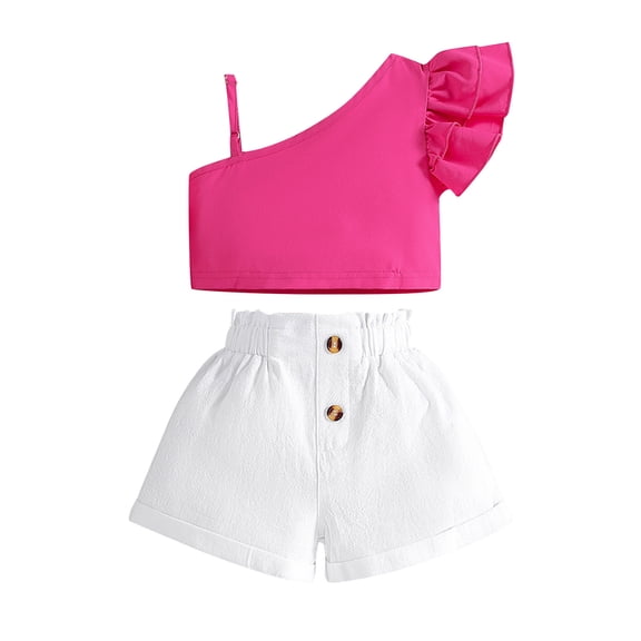 FDDMis 2t Girls Clothing Sets Outfits for Girls 10-12 Kids Fourth of July Outfits Graphic T Shirt Soccer Shorts Girls Clothes Size 10, Hot Pink 2-3 Years