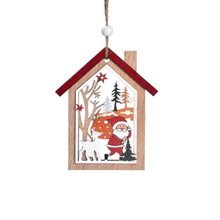 

BNisBM Christmas Decoration Pendant Christmas Tree Old Man Snowman Deer Wooden Hollowed Out House Pendant Festive Holiday Decoration Pendant Breakthrough