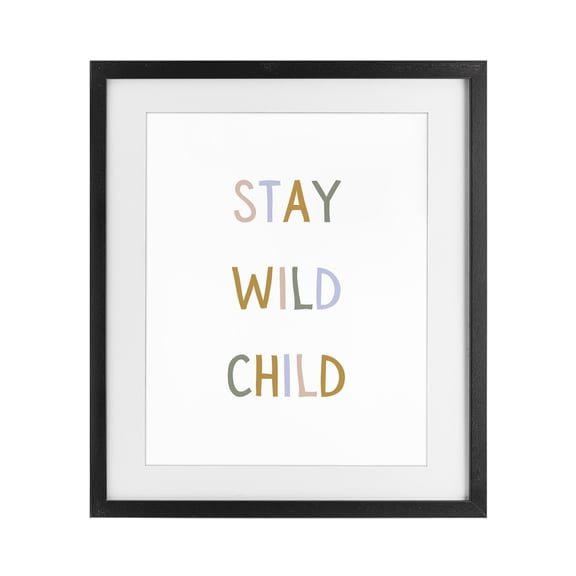 Stupell Industries Contemporary Stay Wild Child Black Framed Print Under Glass, 13 x 16, by Katie Griggs