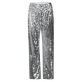 thumbnail image 5 of Womens Pants Elastic Waist 2025 Solid Color Fashion Sequined Wide Leg Trousers Dressy Casual White M, 5 of 8