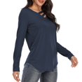 thumbnail image 6 of LYXSSBYX Women Long Sleeve Dress Fashion Womens Long Sleeve Pure-Color V Neck Shirts Casual Elegant Pullover Tops, 6 of 8
