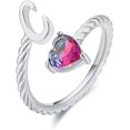thumbnail image 1 of ORUYROP Silver Initial Rings Cubic Zirconia Heart Rings for Women Adjustable Letter Rings Birthday Jewelry Gift for Mom Girlfriend Christmas, 1 of 7
