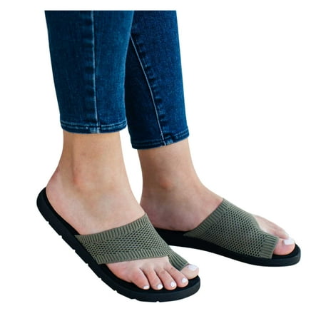 

Aayomet Women s Slippers Flat Sandals Summer Toe All Fashion Fly Women s Woven Over Stretch Breathable Women s slipper Green 9.5