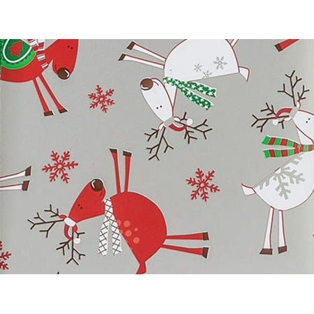 Pack Of 1, 24" x 85' Leaping Reindeer Gift Wrap Convenience Roll For Approximately 50 Gifts Made In Usa