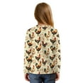 thumbnail image 4 of Xoenoiee Rooster Chicken Flower Print Long Sleeve Shirts for Girls Crewneck T-Shirts Kids Soft Long Sleeve Tees Top Twist Knot T Shirts Tie Front Blouses, 7-8 Year, 4 of 7
