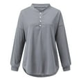 thumbnail image 4 of MesaSe Women‘s Solid Color Long Sleeve Button Open Neck Pullover T-Shirt, 4 of 6
