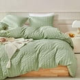 thumbnail image 1 of Cover Set Queen Size, 3pcs Washed Microfiber Green Bedding Set, Soft Breathable, 1 of 9
