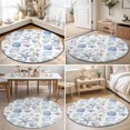 thumbnail image 4 of Round Area Rugs 6Ft, Coastal Nautical Non-Slip Washable Circle Rugs Carpet, Watercolor Beach Shell Starfish Conch Summer Indoor Outdoor Rug Floor Mats Throw Runner for Bedroom Living Room Bathroom, 4 of 8