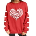 thumbnail image 5 of GUZOM Womens Red Oversized Valentine's Day Sweatshirt, Crew Neck Long Sleeve Heart Print, 100% Polyester Machine Washable,Size S, 5 of 8