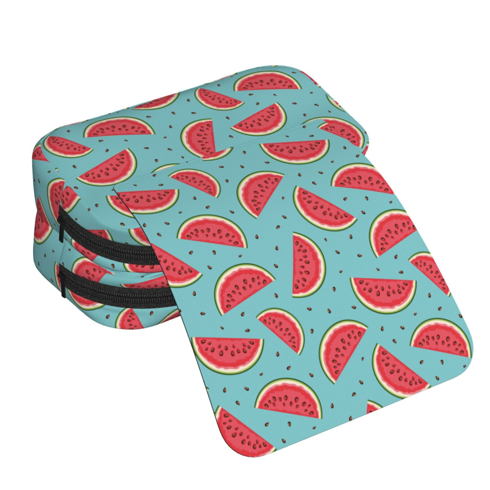 Rateoe Watermelon Pattern Double Clamshell Pen Case, Storage Organizer with Two Zipper Compartments– Holds Up to 50 Pencils & Pens