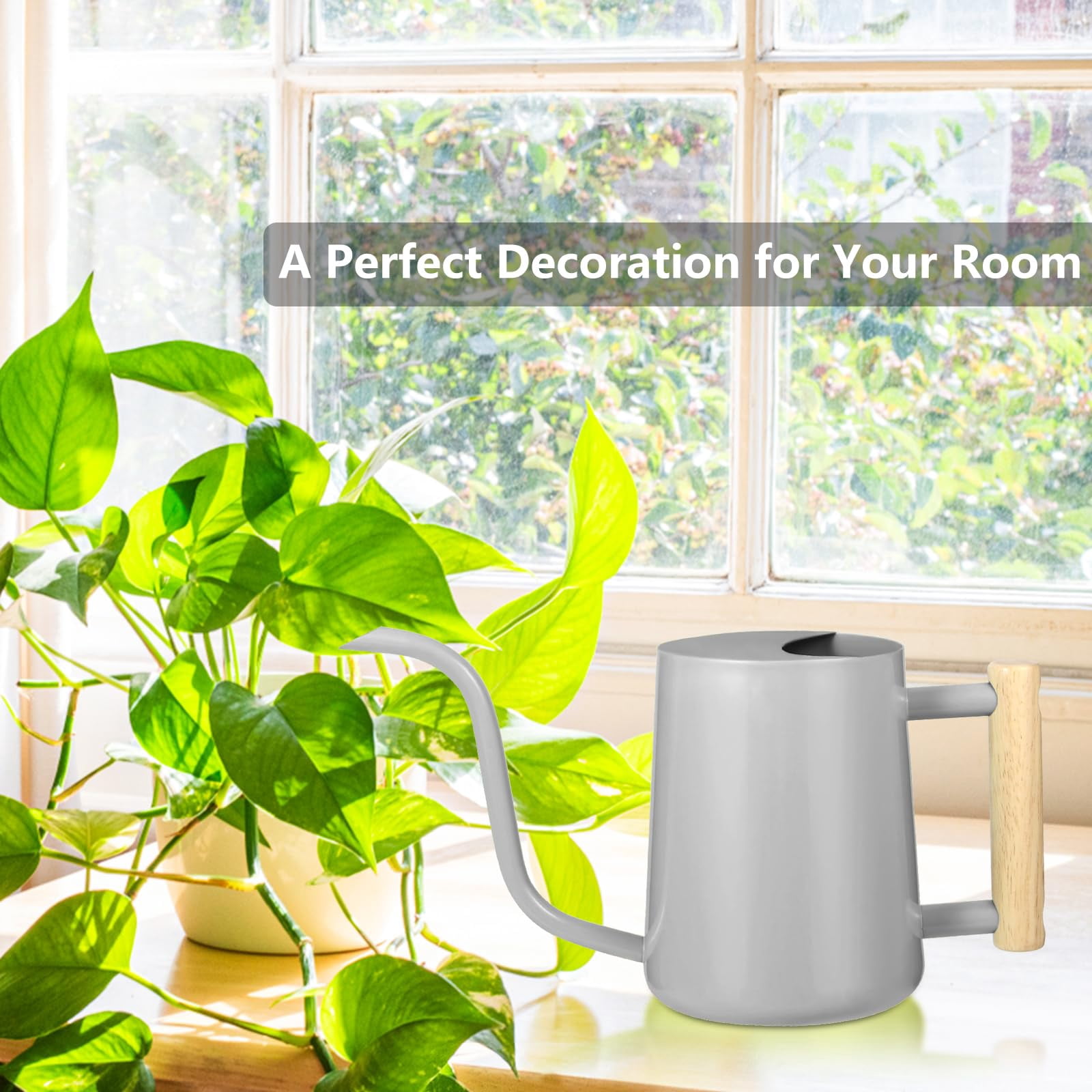 Watering Can Indoor Plants, 35oz Small Stainless Steel Metal Watering Can Modern Decorative Watering Pot