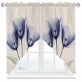 thumbnail image 2 of Retro Spring Swag Curtain Valance for Windows, Blue Tulip Flower Leaf Beige Window Treatments Short Swag Topper for Kitchen Windows Bathroom Bedroom, 36"x45", 2 of 8