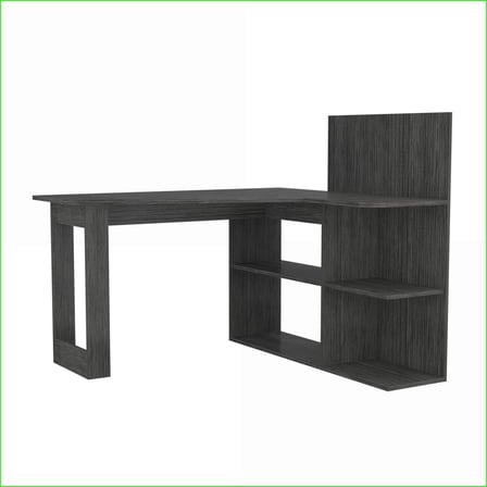 Desks L-Shaped Corner Computer Desk with Open Shelves 51.7”W Smokey Oak | Gray | Particle Board