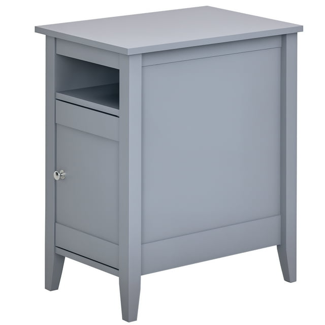HOMCOM Table d'Appoint Étroite, Table d'Extrémité d'Accent avec Plateau Coulissant, Étagère Ouverte