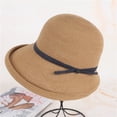 thumbnail image 5 of Sombrero de paja de verano para mujer, sombrero de pescador con lazo rizado simple, sombrero protector solar para mujer, 5 of 5