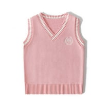 Busydd Girls Clothes 3-15 Years V Neck Sleeveless Knit Sweaters Comfy Casual Unisex Boys Girls Sweaters Fashion Cute Kids Clothing