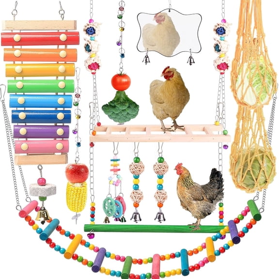 12 Pcs Chicken Toys for Coop, Chicken Enrichment Toys, Coop Accessories for Hens