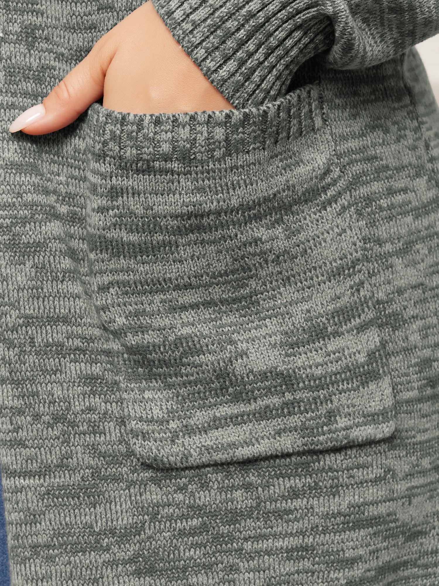 DARING DIVA Plus Size Contrast Color Open Front Long Sleeve Cardigan 1X Grey