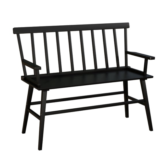 Black Spindle Back Arm Bench For Entryway Living Room