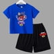 thumbnail image 3 of Conjunto de 2 piezas de camiseta de manga corta y pantalones cortos con estampado de anime de verano para niños y niñas, ropa informal de cuello redondo, 3 of 5