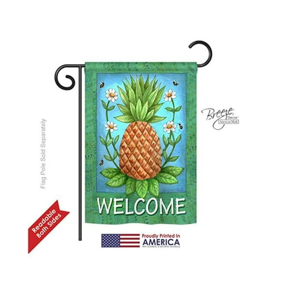Breeze Decor 67036 Pineapple Welcome 2-Sided Impression Garden Flag - 13 x 18.5 in.