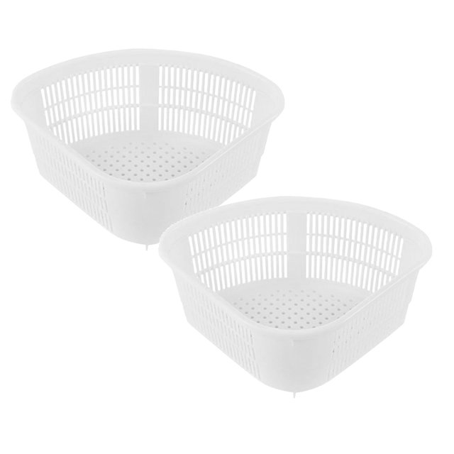 Oleegame 2PC Shower Soap Dish With Hook Storage Holder Multifunctional Draining Shelf Storage Rack Kitchen White Triangular Drain Basket White