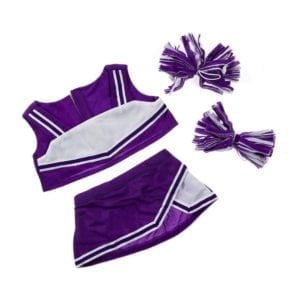 Purple and White Cheerleader Uniform for 14"-18" Plush Dolls, Sports Dress Up Doll Clothes