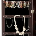 thumbnail image 4 of Jewelry Storage Organizer, Hanging Jewelry Armoire Organizer w/Mirror&LED Lights,Lockable Cosmetic Storage&Organizer w/Brush Holder,Wall-Mounted Jewelry Storage Mirror,14.2x3.86x43.4in,Espresso,A814, 4 of 9