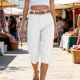thumbnail image 7 of asjyhkr Casual Capri Pants for Women High Waisted Straight Leg Loose Summer Cargo Capris with Pockets, 7 of 7