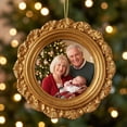thumbnail image 2 of Christmas Photo Ornament,Picture Frame Cedar Embossing Edge Decoration Hanging Keepsake for Christmas Tree Mantel Home Decor, 2 of 6